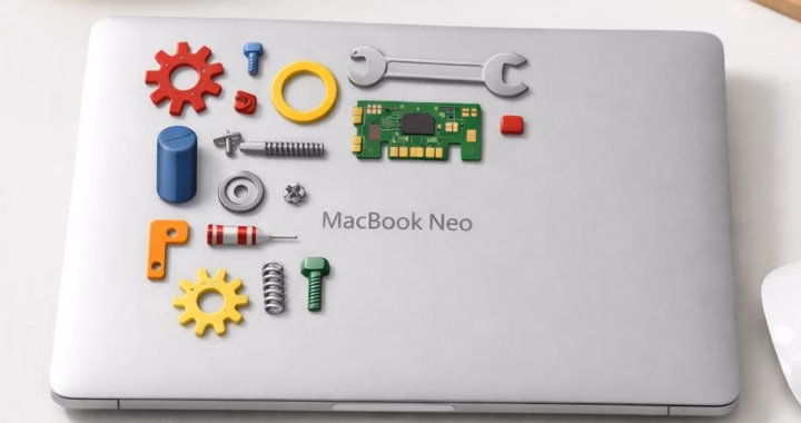 MacBook Neo colorful spare parts: a playful rebuild
